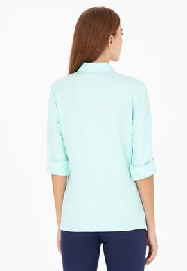 Kadın Su Yeşili Uzun Kollu Basic Gömlek - 50266361158