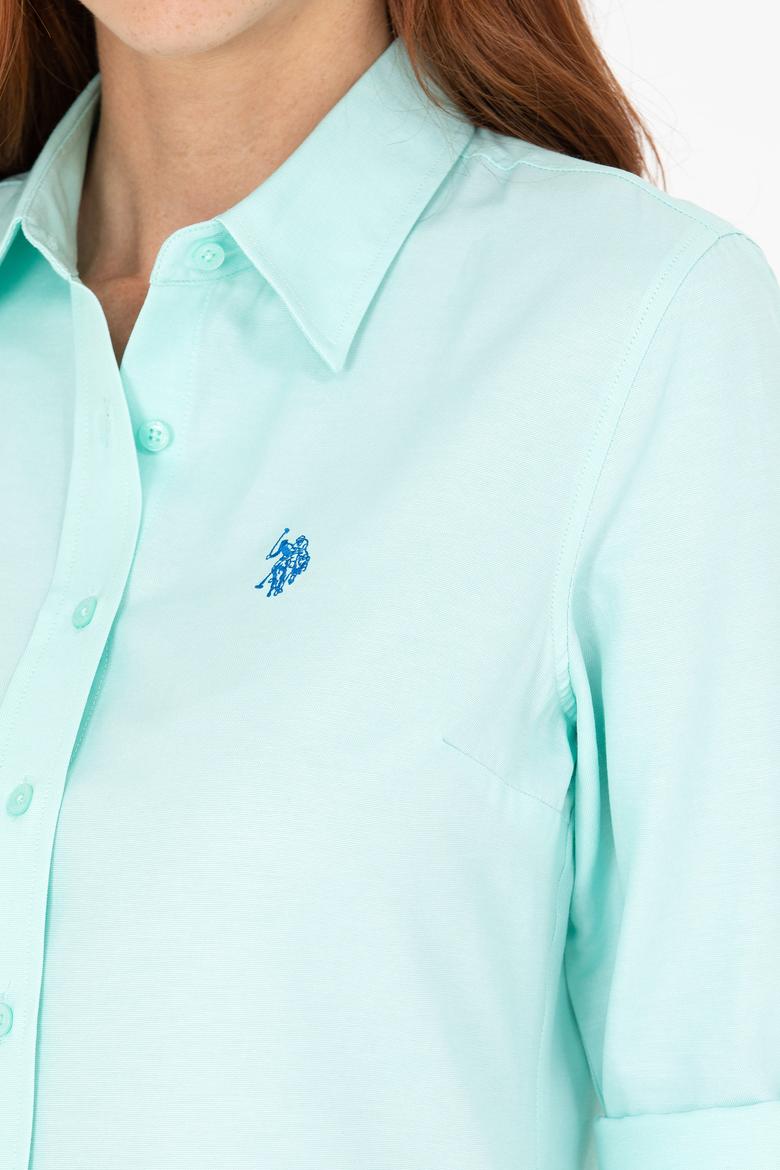 Kadın Su Yeşili Uzun Kollu Basic Gömlek - 50266361158