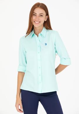 Kadın Su Yeşili Uzun Kollu Basic Gömlek - 50266361158