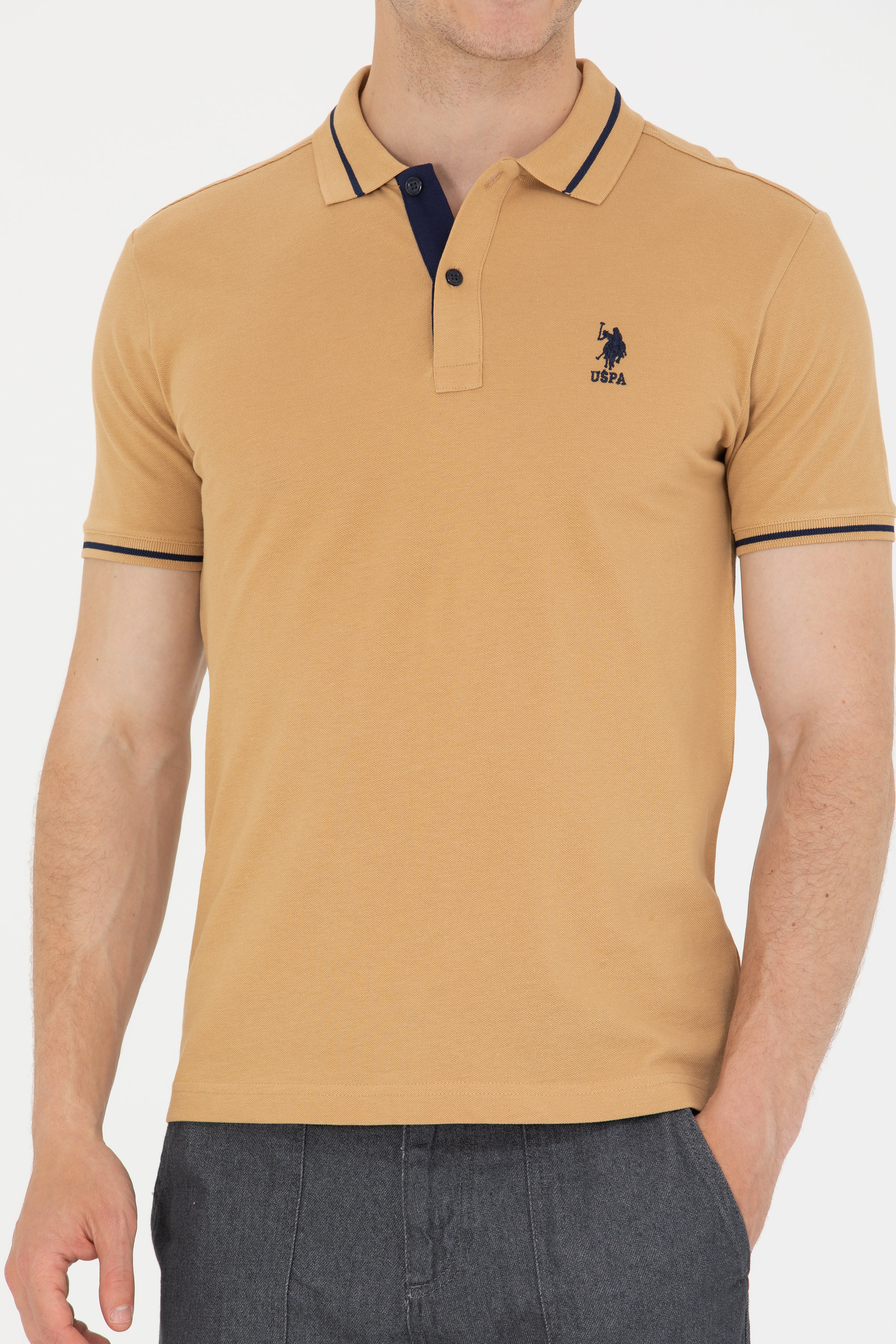 Erkek Camel Basic Polo Yaka Tişört