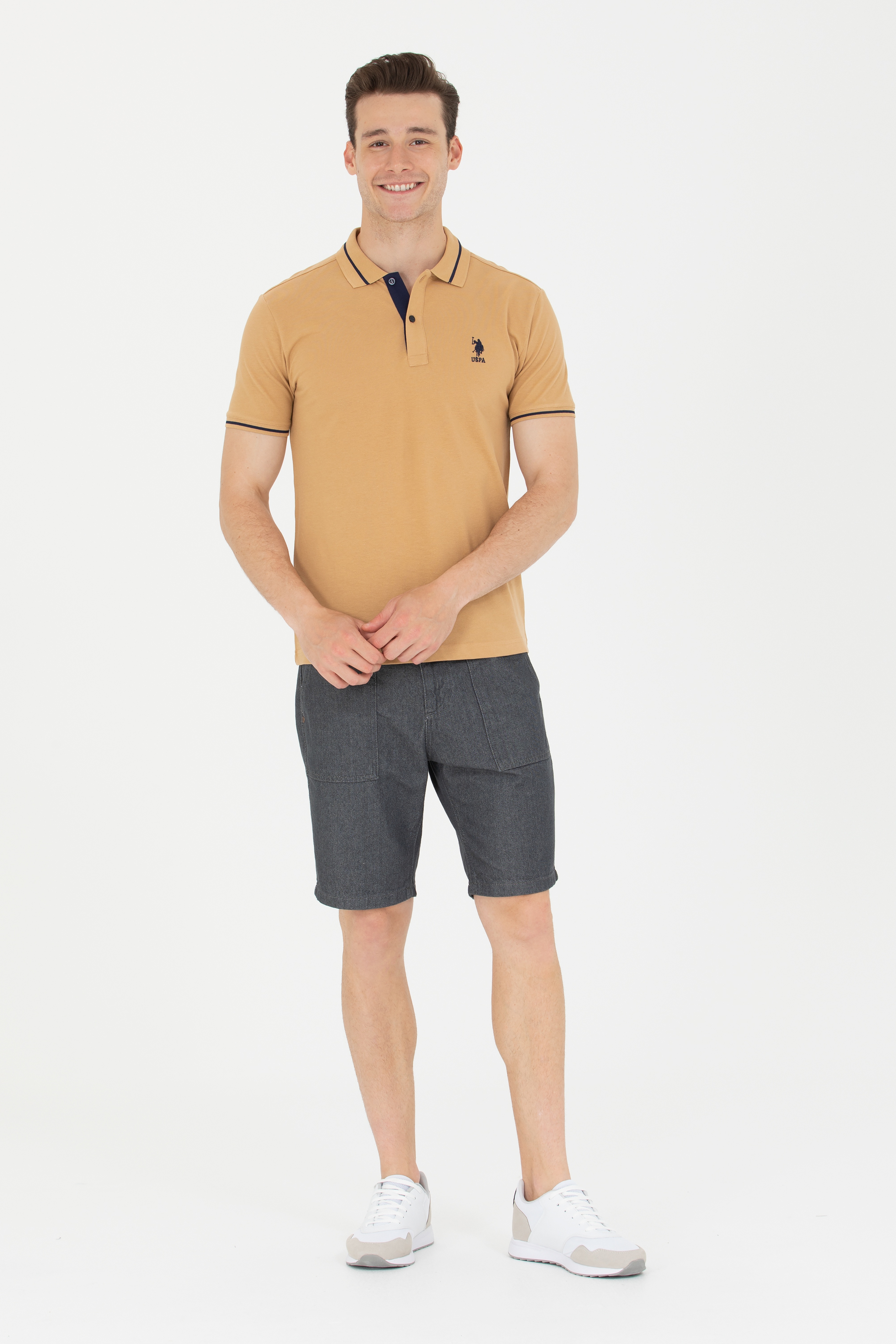 Erkek Camel Basic Polo Yaka Tişört