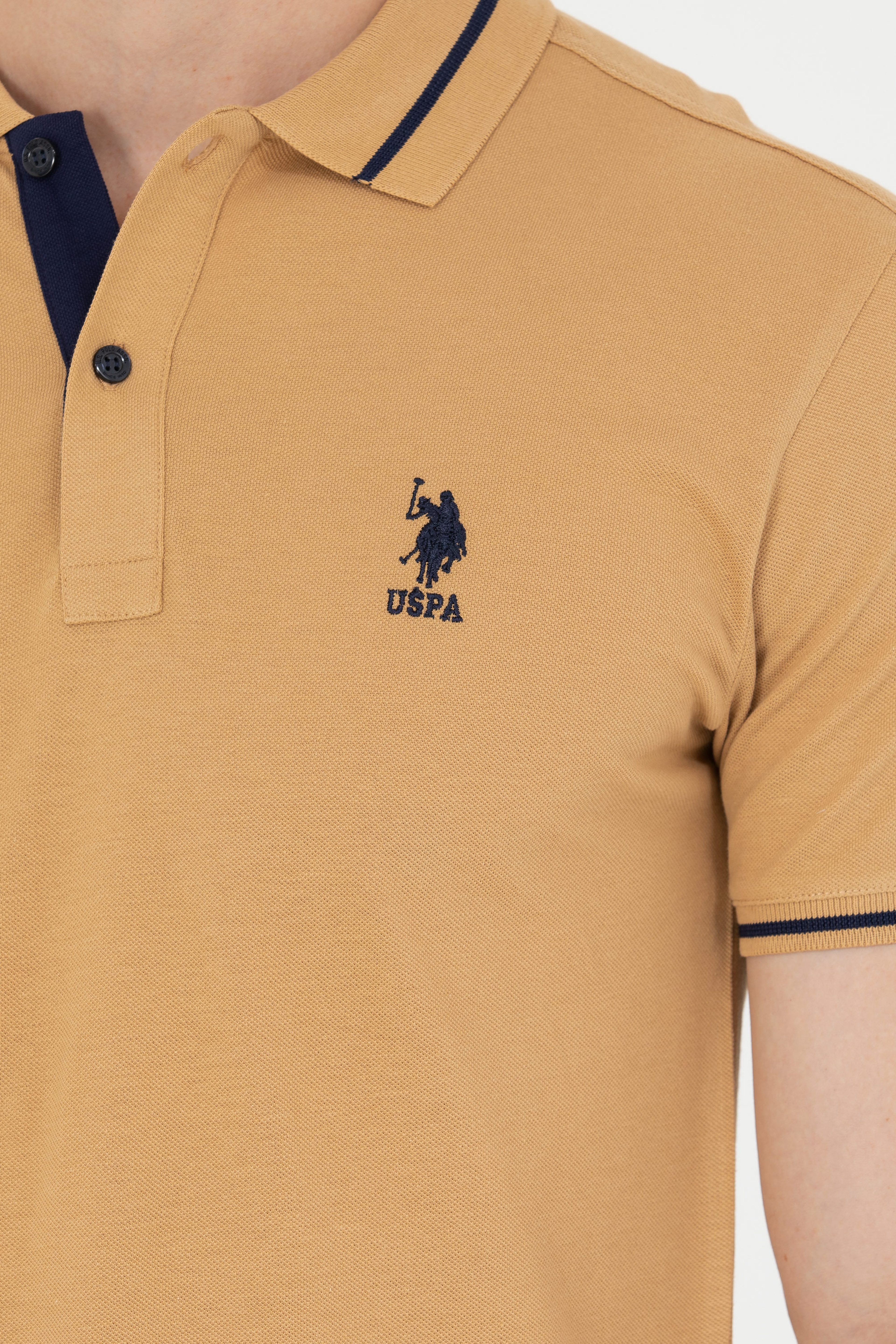 Erkek Camel Basic Polo Yaka Tişört - Image 7