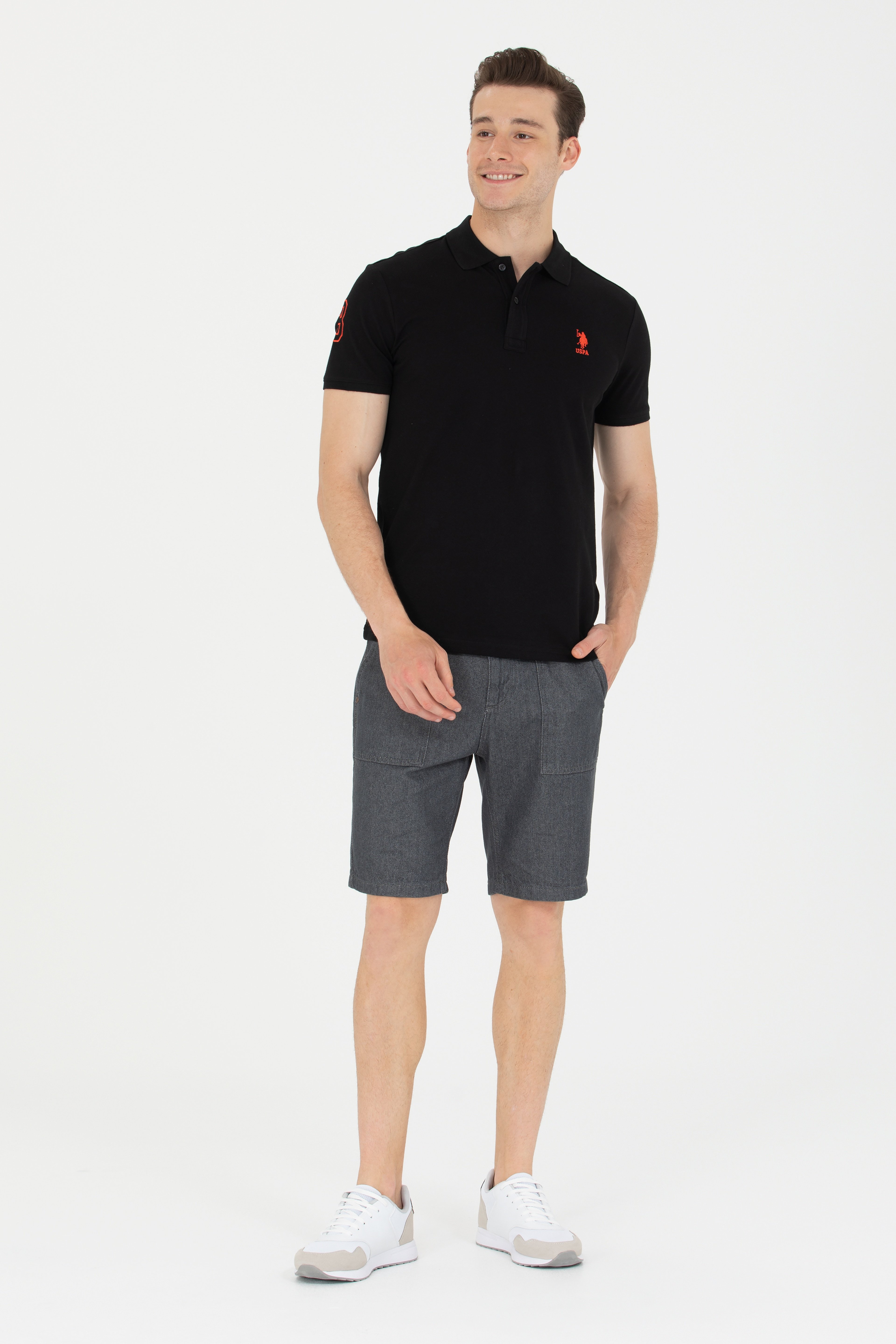 Erkek Siyah Basic Polo Yaka Tişört - Image 4