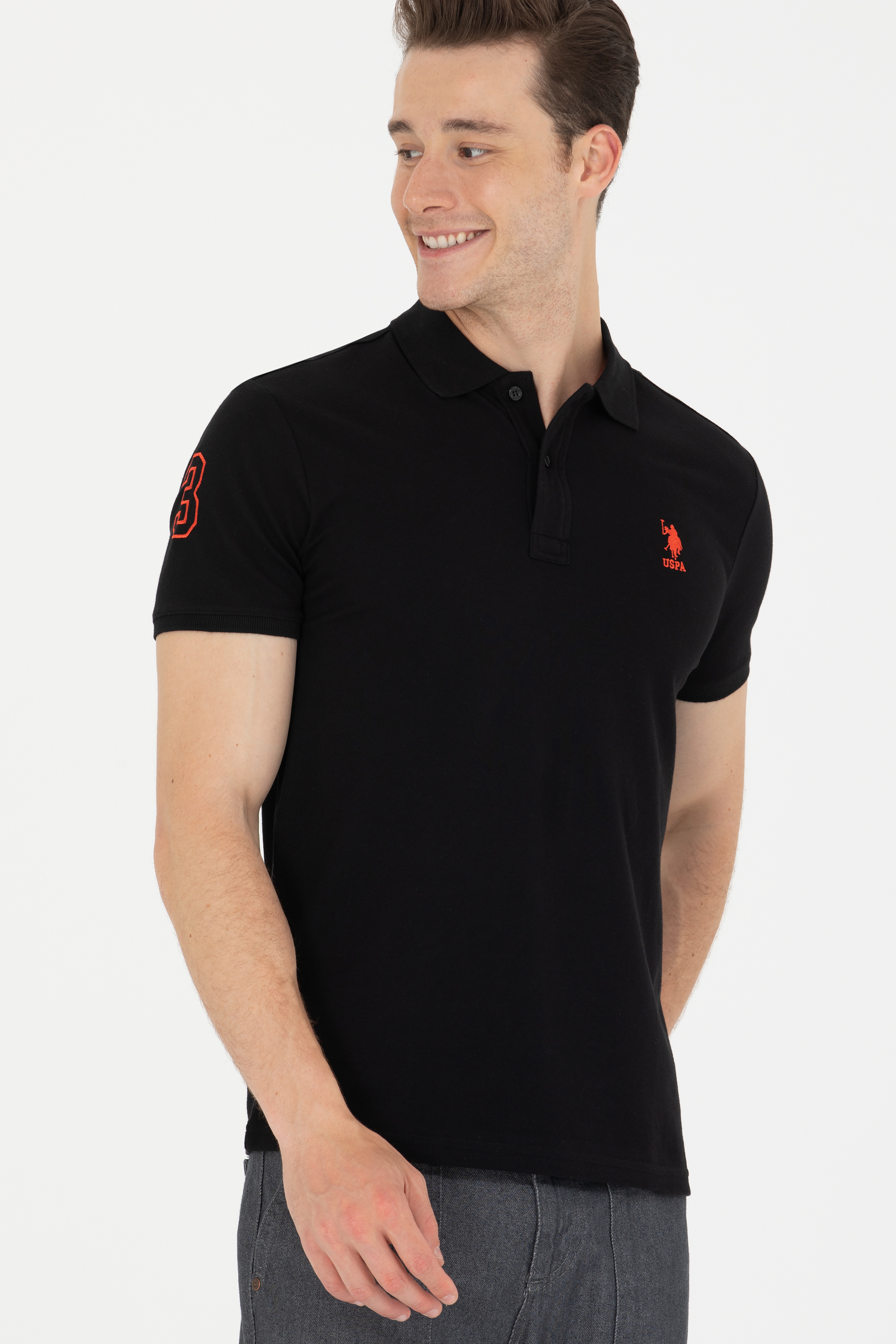 Erkek Siyah Basic Polo Yaka Tişört