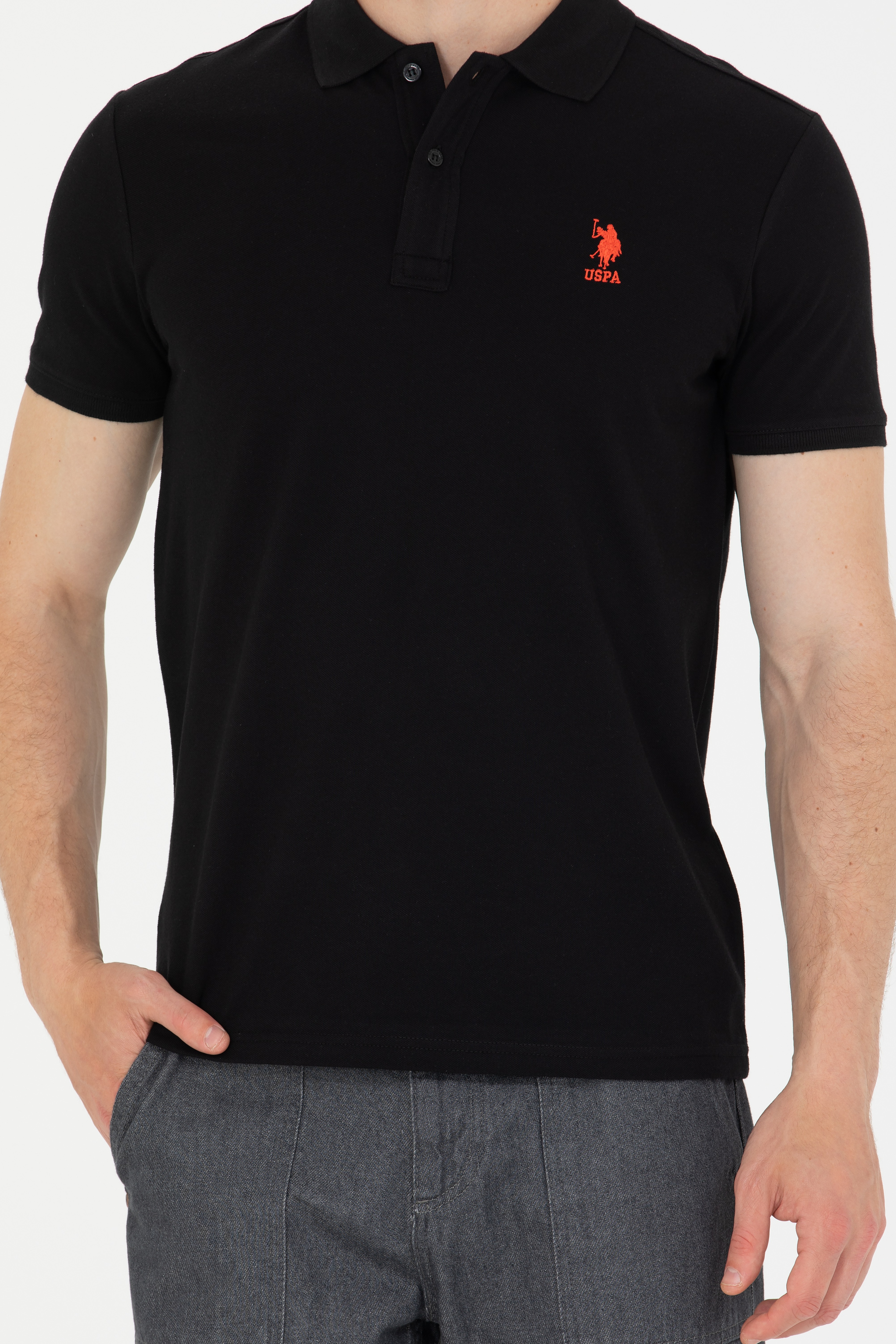 Erkek Siyah Basic Polo Yaka Tişört