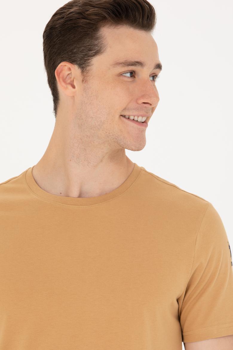 Erkek Camel Basic Bisiklet Yaka Tişört - 50264916021