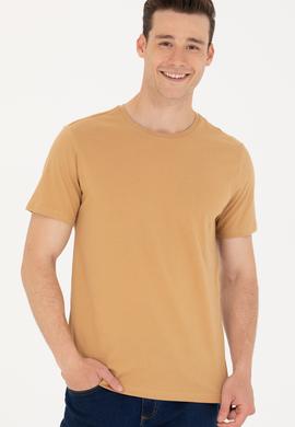 Erkek Camel Basic Bisiklet Yaka Tişört - 50264916021