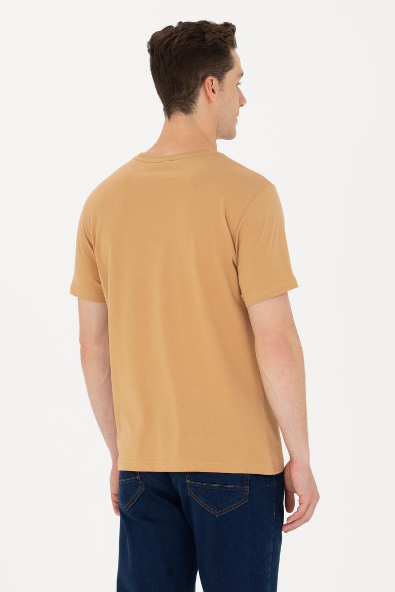 Erkek Camel Basic Bisiklet Yaka Tişört - 50264916021