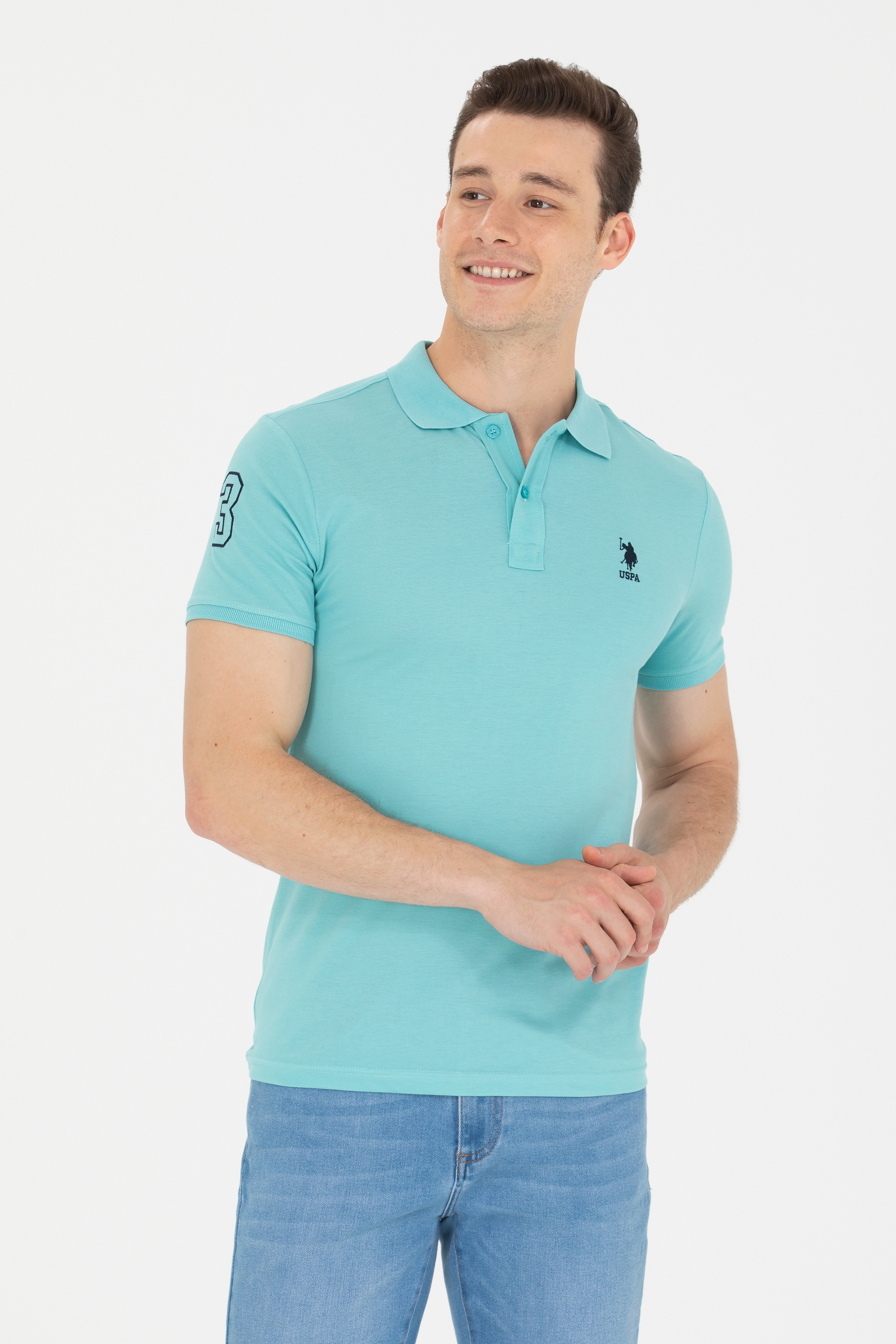 Erkek Mint Basic Polo Yaka Tişört - Image 1