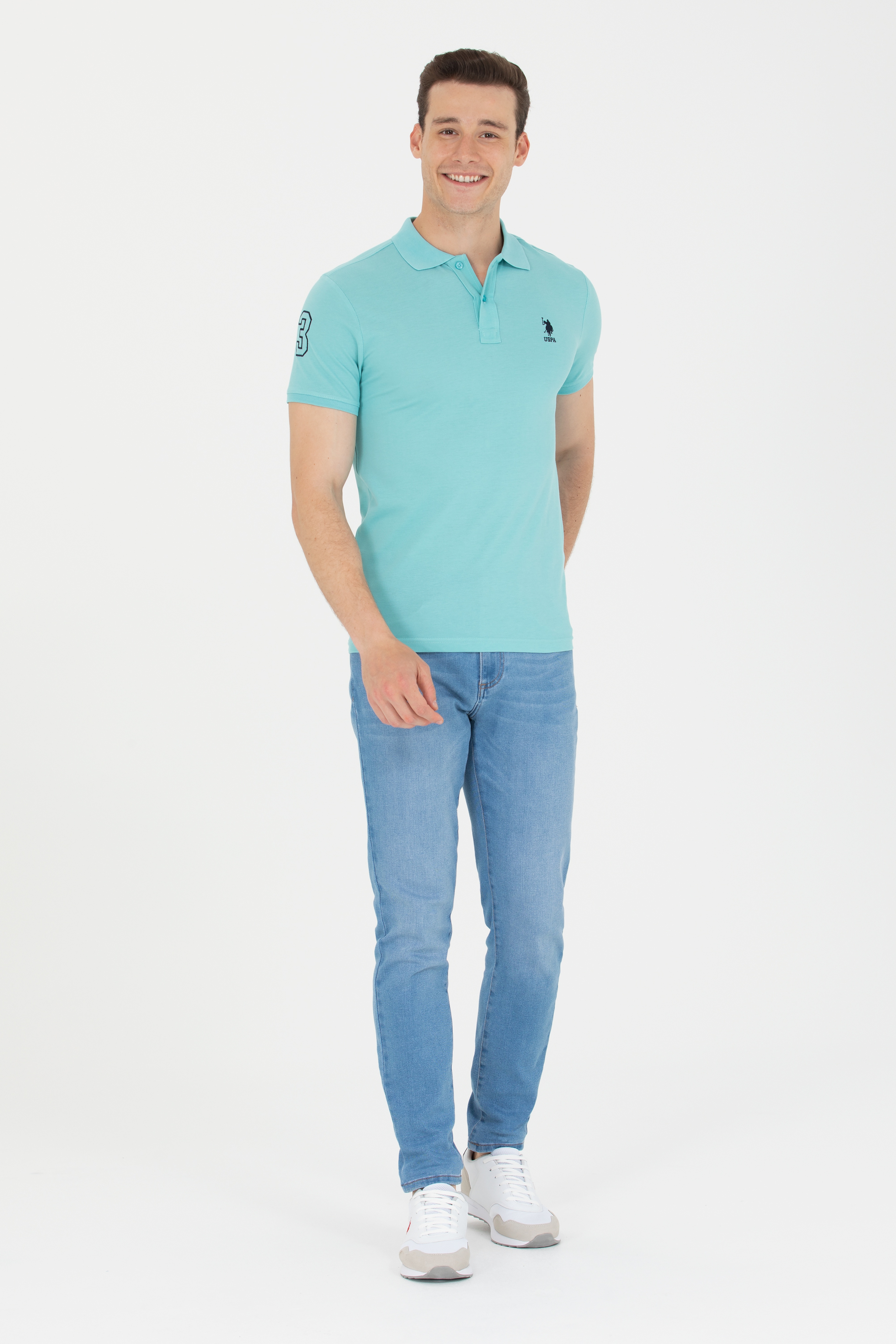 Erkek Mint Basic Polo Yaka Tişört - Image 3