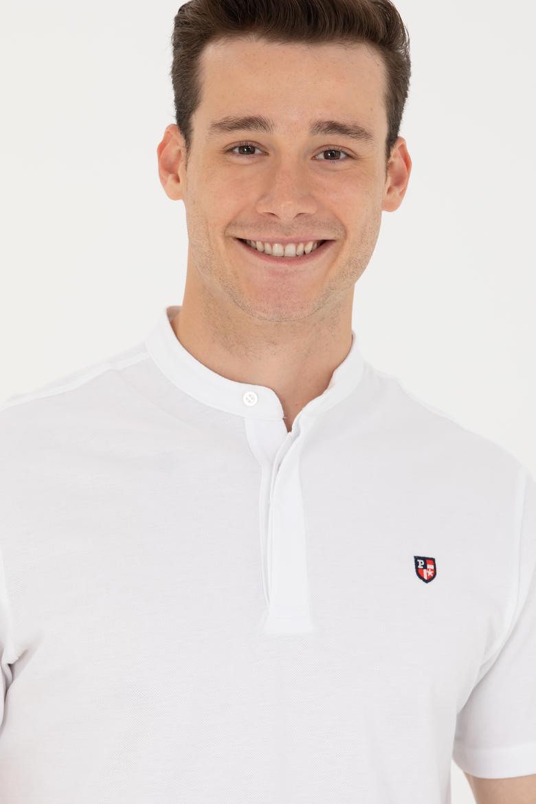 Erkek Beyaz Hakim Yaka Tişört - 50264907001