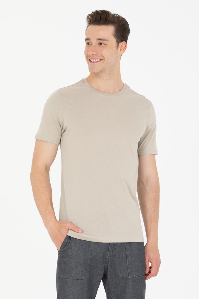 Erkek Haki Basic Bisiklet Yaka Tişört