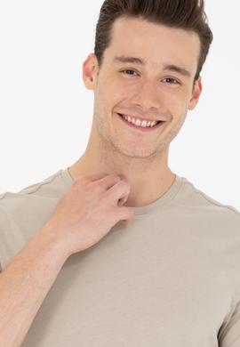 Erkek Haki Basic Bisiklet Yaka Tişört - 50264916048