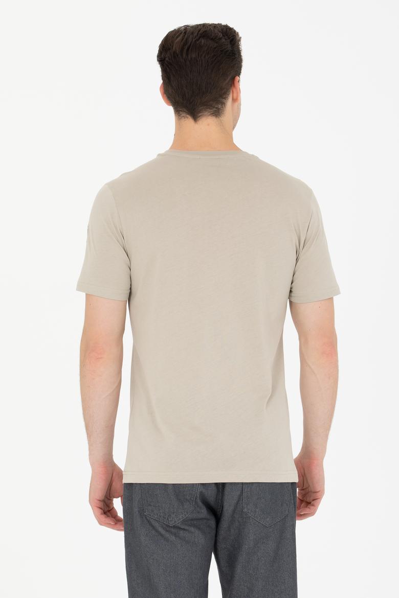 Erkek Haki Basic Bisiklet Yaka Tişört - 50264916048