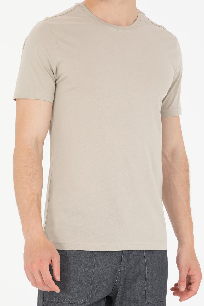 Erkek Haki Basic Bisiklet Yaka Tişört - 50264916048