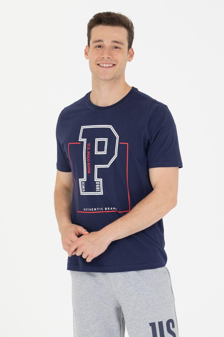 Erkek Lacivert Bisiklet Yaka Tişört - 50264946003