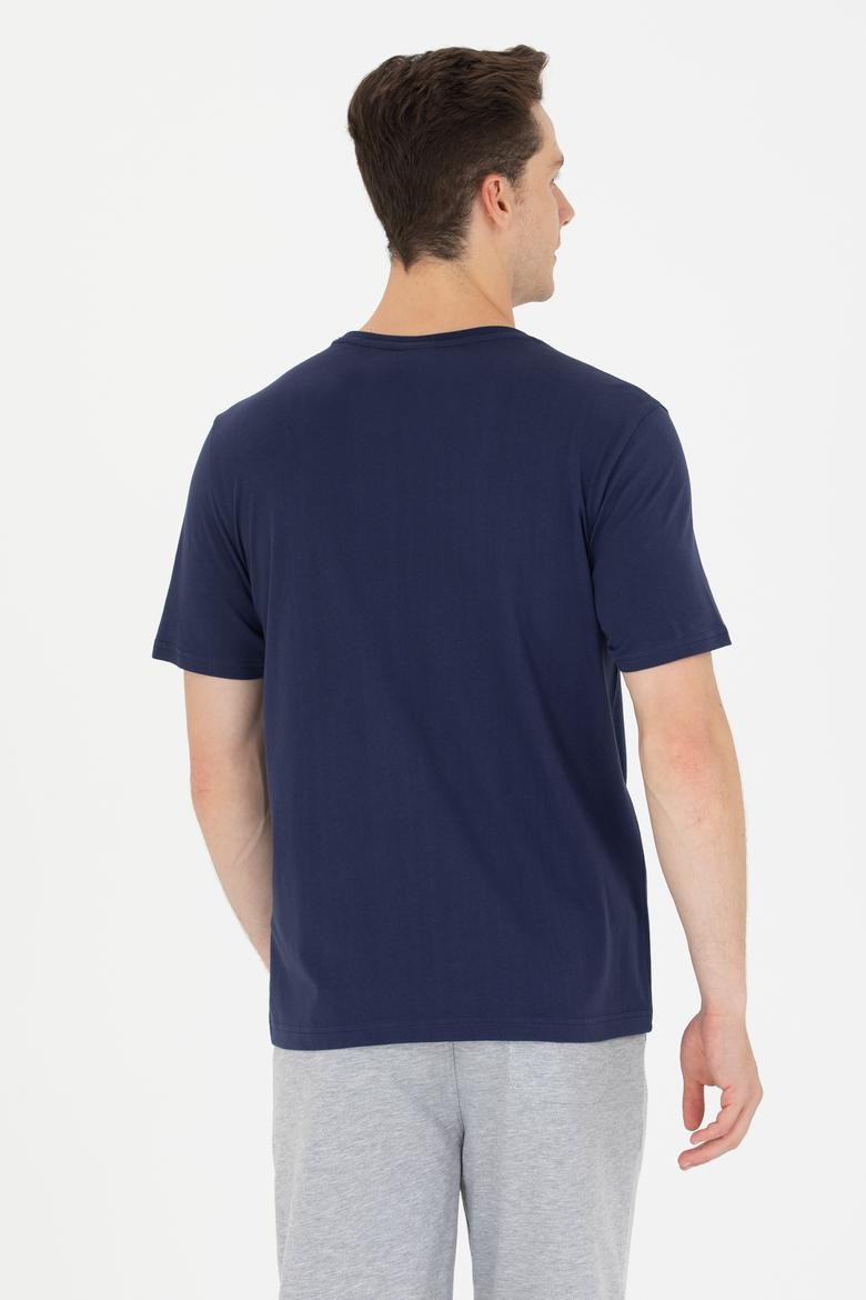 Erkek Lacivert Bisiklet Yaka Tişört - 50264946003