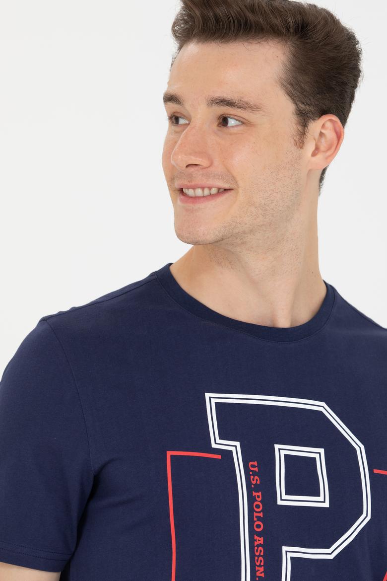 Erkek Lacivert Bisiklet Yaka Tişört - 50264946003