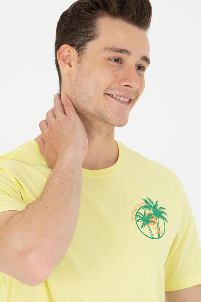Erkek Açık Sarı Bisiklet Yaka Tişört - 50264950017