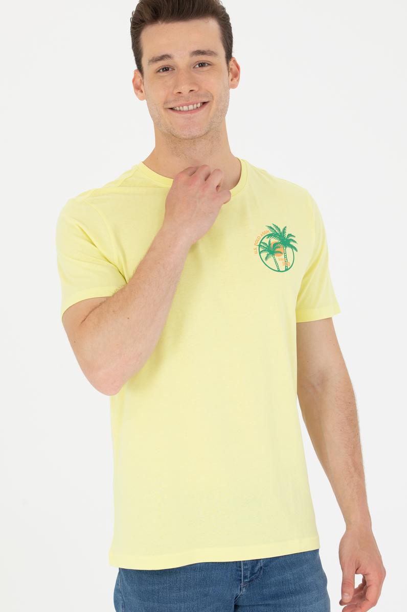 Erkek Açık Sarı Bisiklet Yaka Tişört