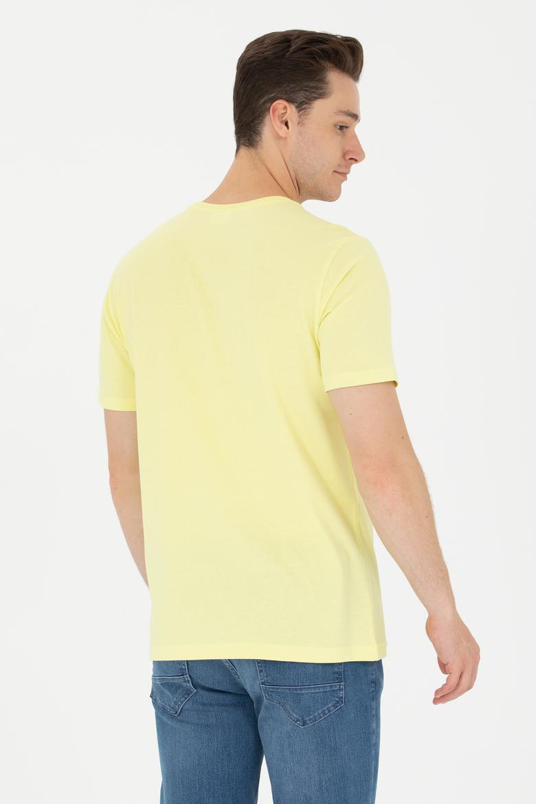 Erkek Açık Sarı Bisiklet Yaka Tişört - 50264950017