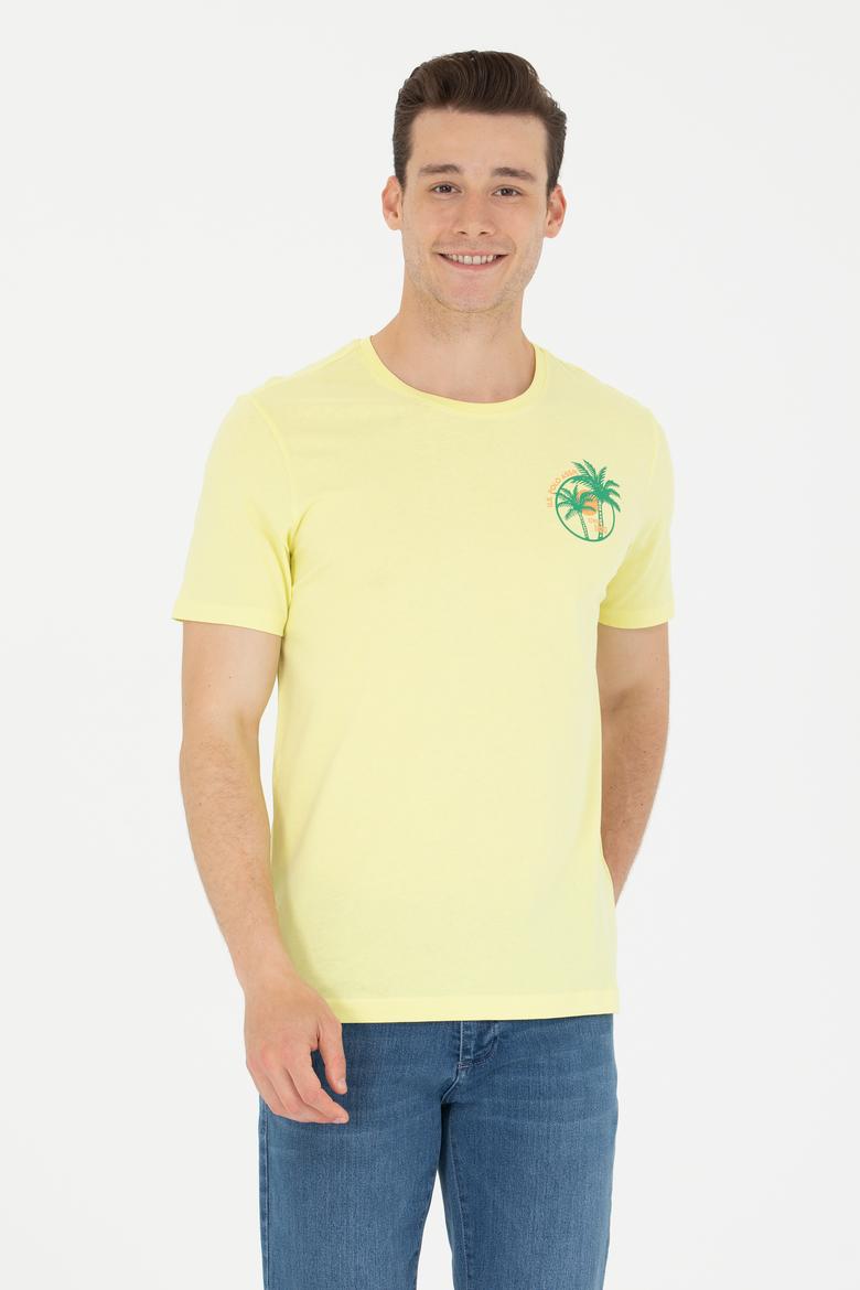 Erkek Açık Sarı Bisiklet Yaka Tişört - 50264950017