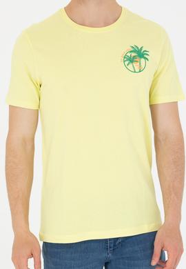 Erkek Açık Sarı Bisiklet Yaka Tişört - 50264950017