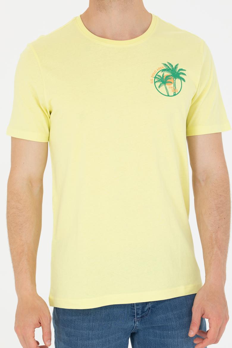 Erkek Açık Sarı Bisiklet Yaka Tişört - 50264950017