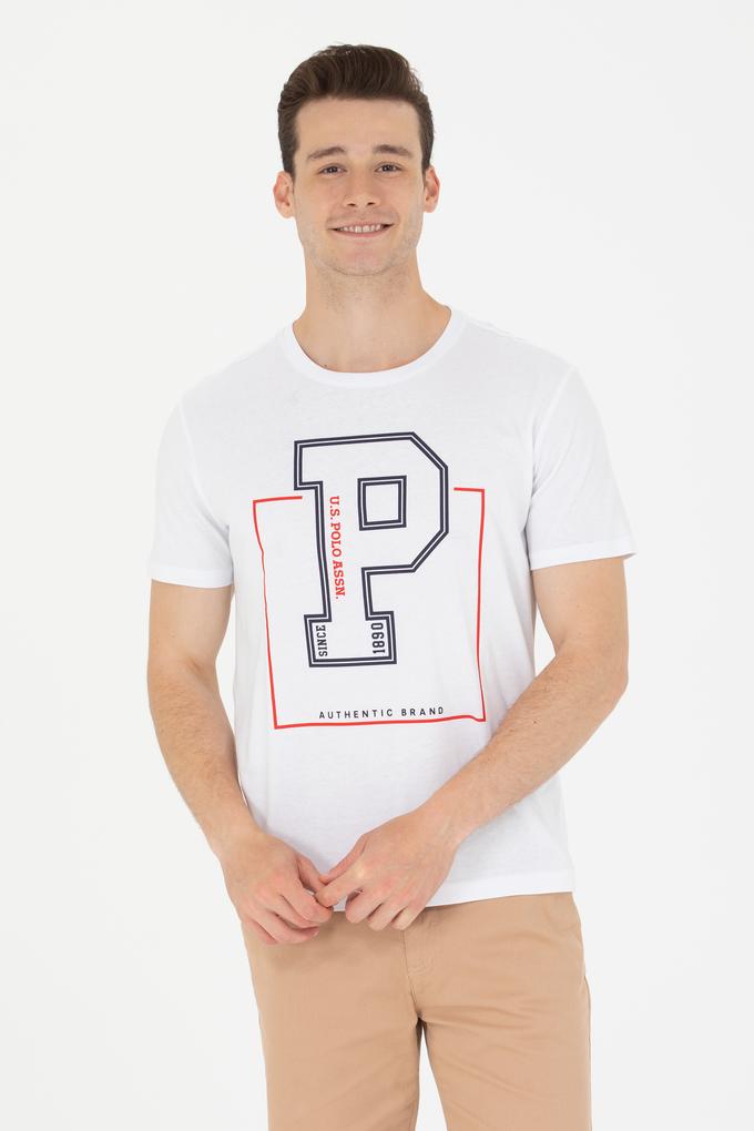 Erkek Beyaz Bisiklet Yaka Tişört