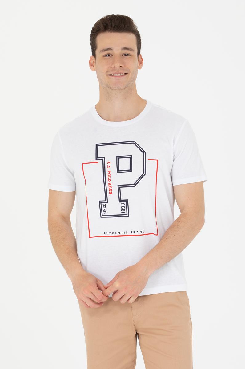 Erkek Beyaz Bisiklet Yaka Tişört