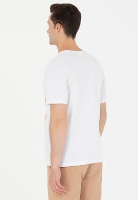 Erkek Beyaz Bisiklet Yaka Tişört - 50264946011