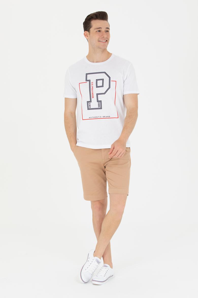 Erkek Beyaz Bisiklet Yaka Tişört - 50264946011