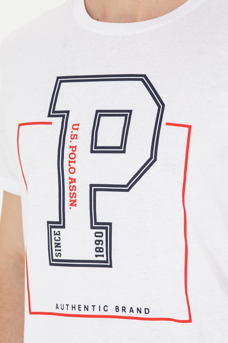 Erkek Beyaz Bisiklet Yaka Tişört - 50264946011