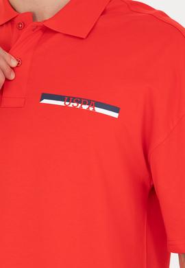 Erkek Kırmızı Oversize Polo Yaka Tişört - 50265062027