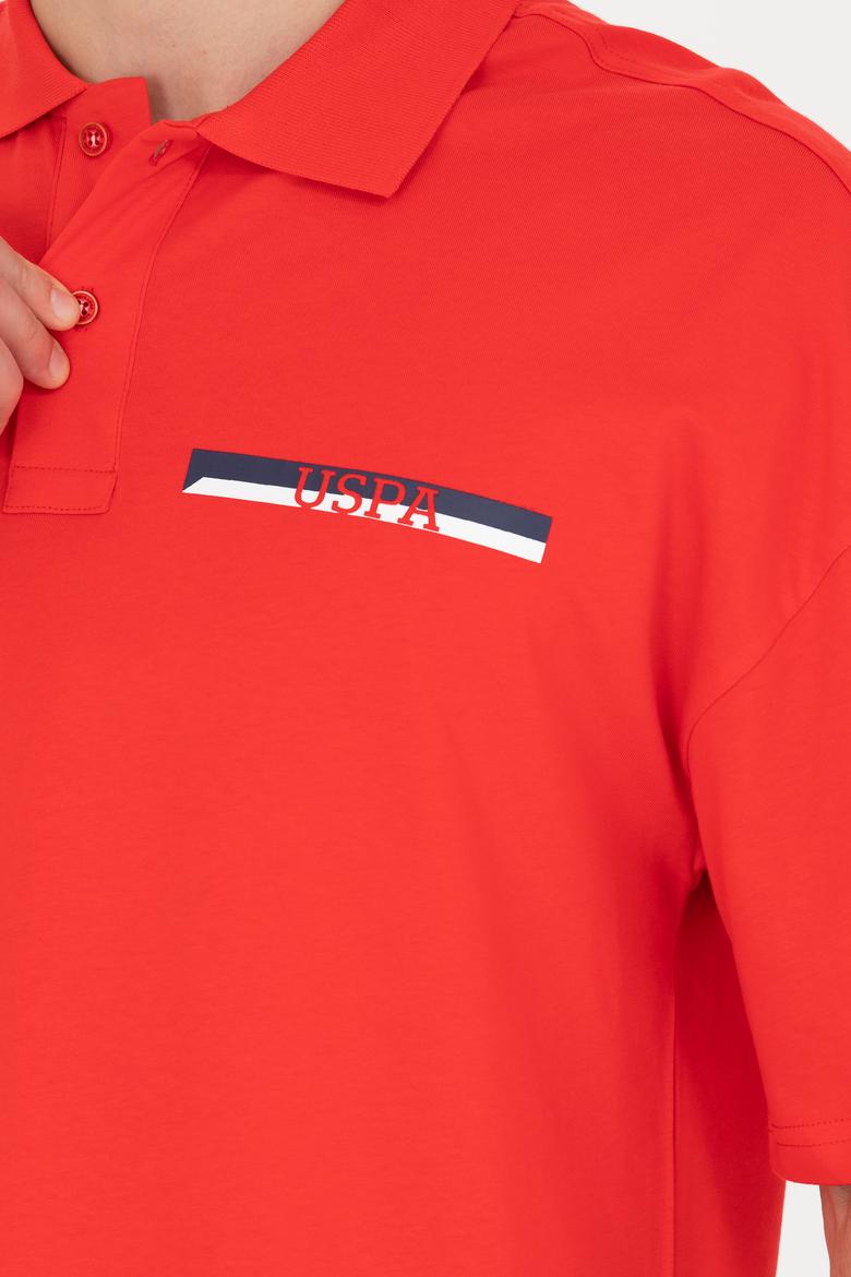 Erkek Kırmızı Oversize Polo Yaka Tişört - 50265062027