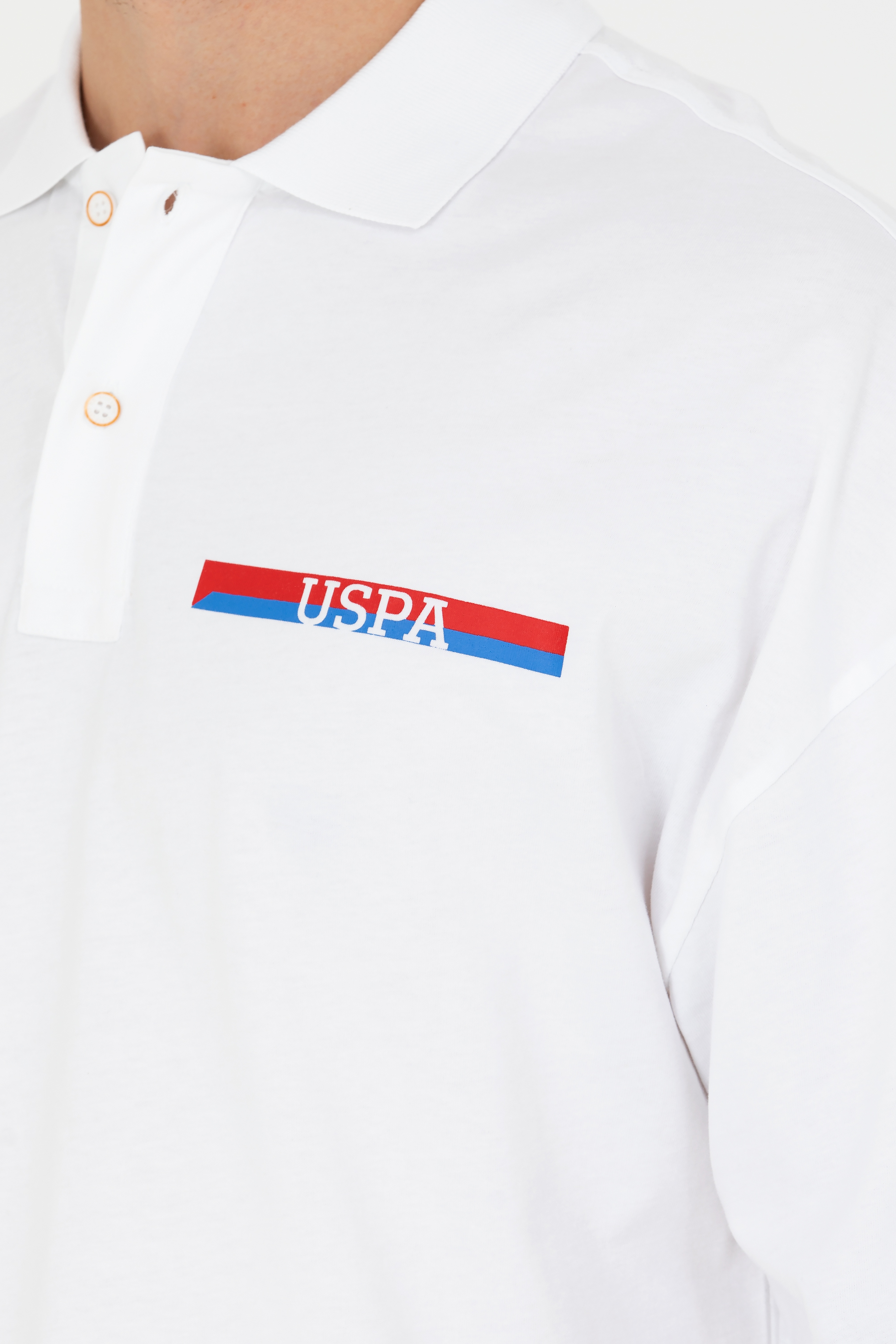 Erkek Beyaz Oversize Polo Yaka Tişört - Image 7
