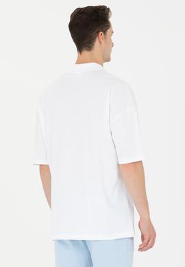 Erkek Beyaz Oversize Polo Yaka Tişört - 50265062017