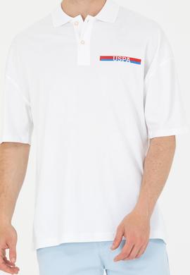 Erkek Beyaz Oversize Polo Yaka Tişört - 50265062017