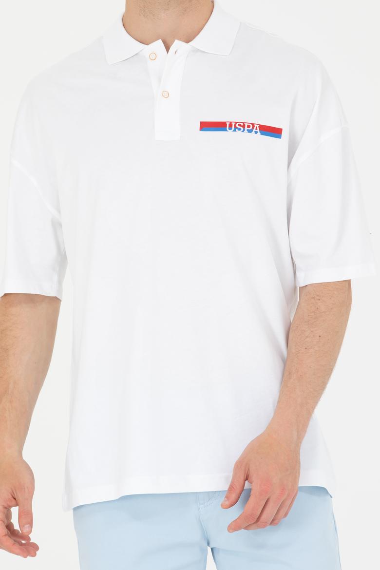 Erkek Beyaz Oversize Polo Yaka Tişört - 50265062017