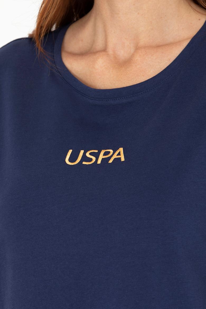 Kadın Lacivert Bisiklet Yaka Tişört - 50266326017