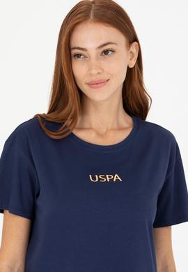 Kadın Lacivert Bisiklet Yaka Tişört - 50266326017