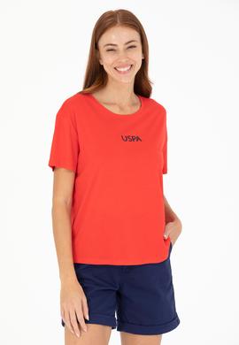 Kadın Kırmızı Bisiklet Yaka Tişört - 50266326096