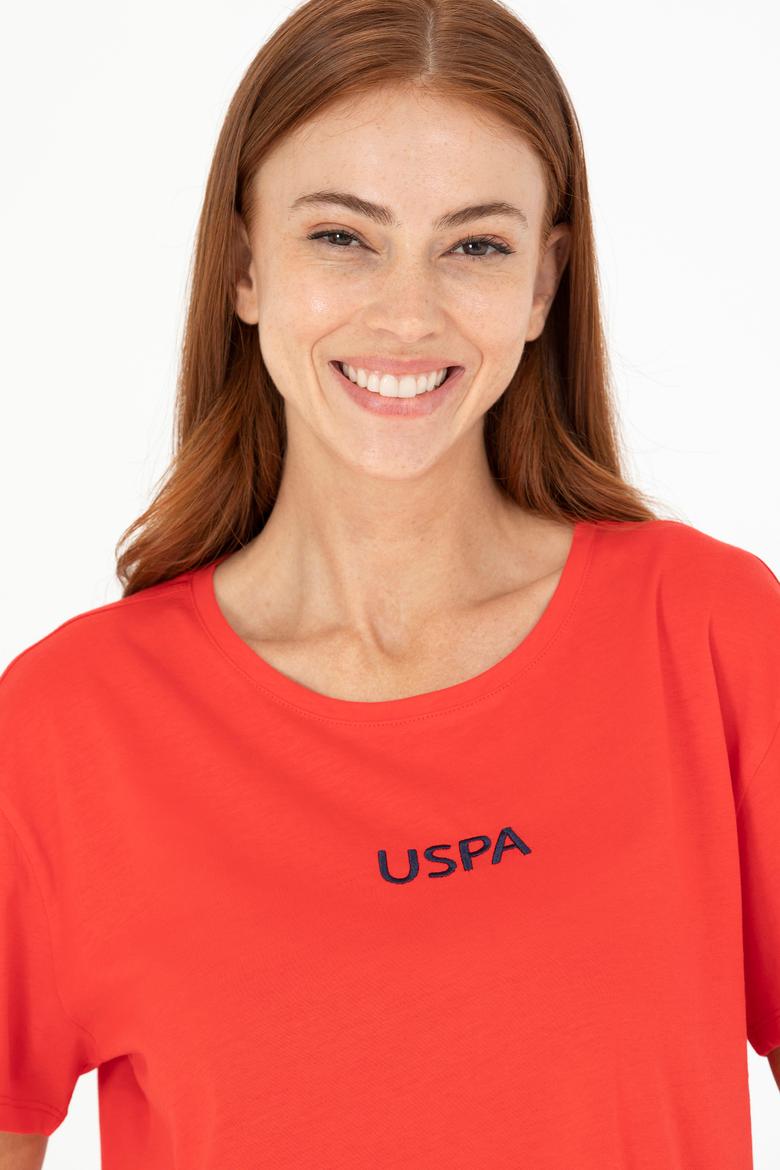 Kadın Kırmızı Bisiklet Yaka Tişört - 50266326096