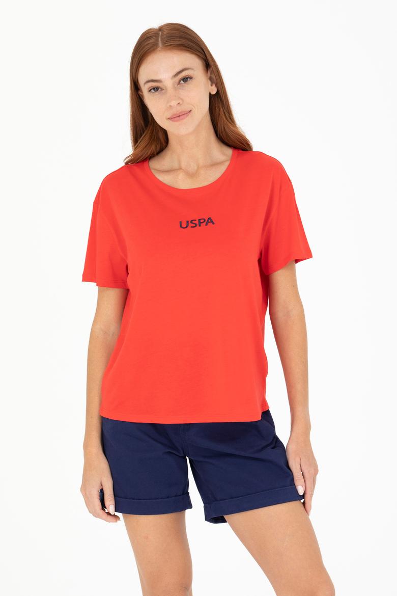 Kadın Kırmızı Bisiklet Yaka Tişört - 50266326096