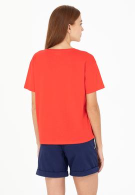 Kadın Kırmızı Bisiklet Yaka Tişört - 50266326096