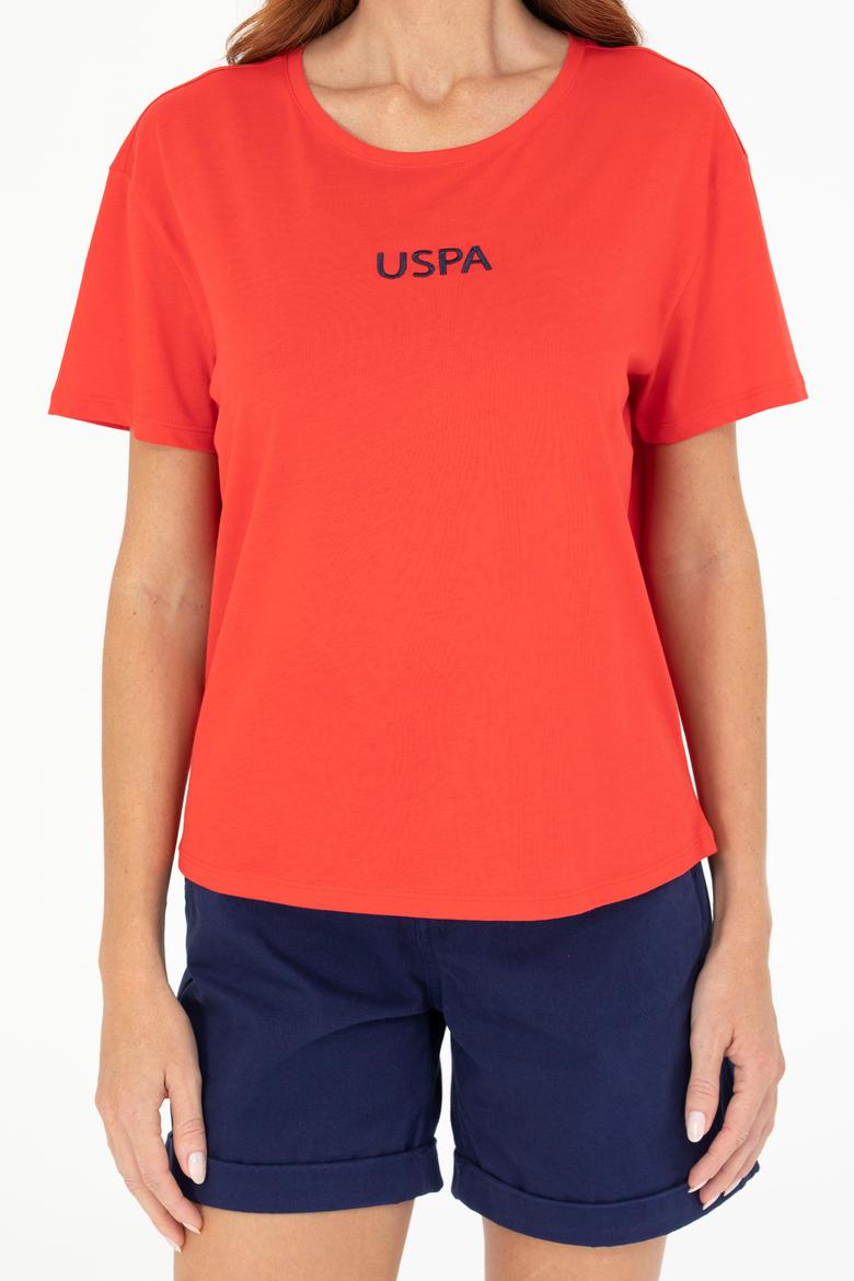 Kadın Kırmızı Bisiklet Yaka Tişört - 50266326096