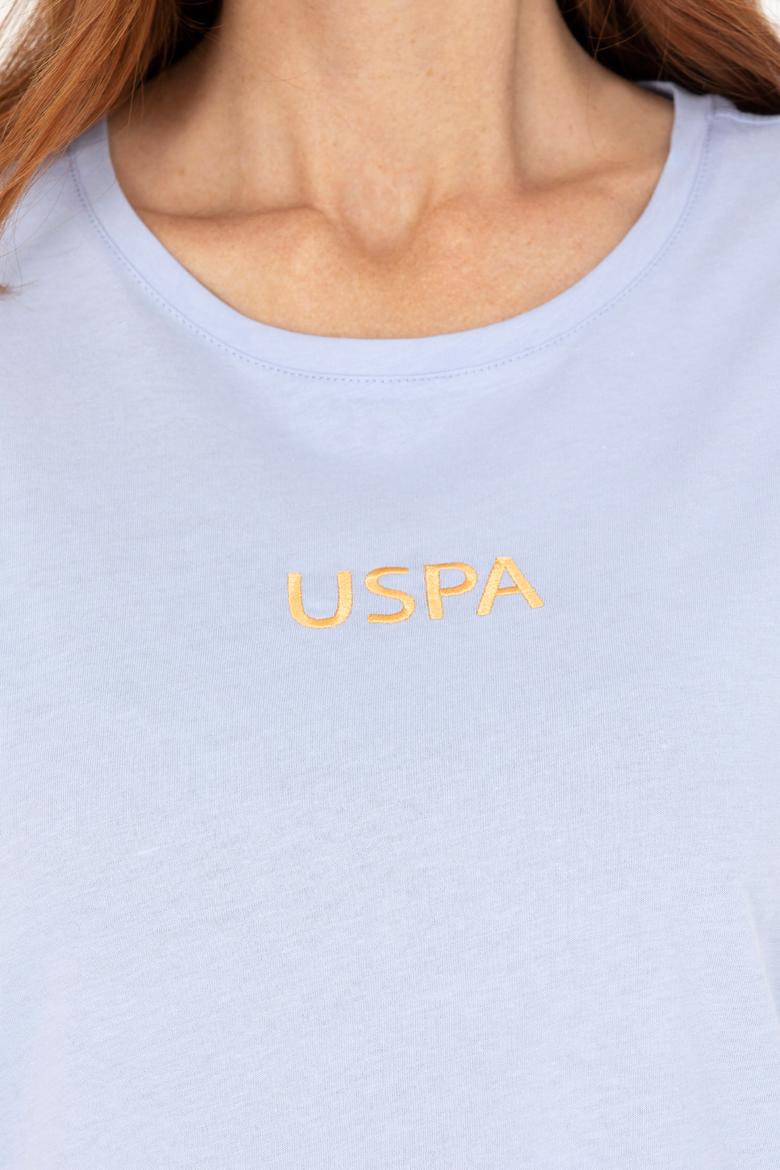 Kadın Mavi Bisiklet Yaka Tişört - 50266326101