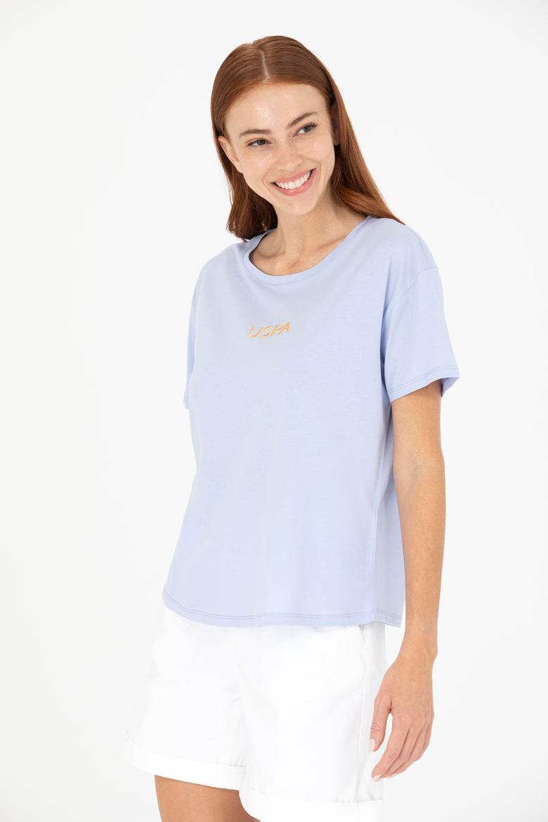 Kadın Mavi Bisiklet Yaka Tişört