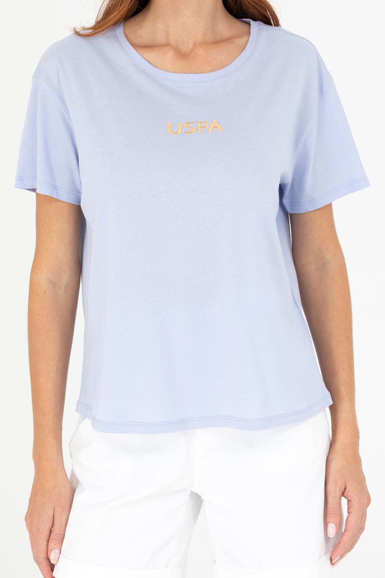 Kadın Mavi Bisiklet Yaka Tişört - 50266326101