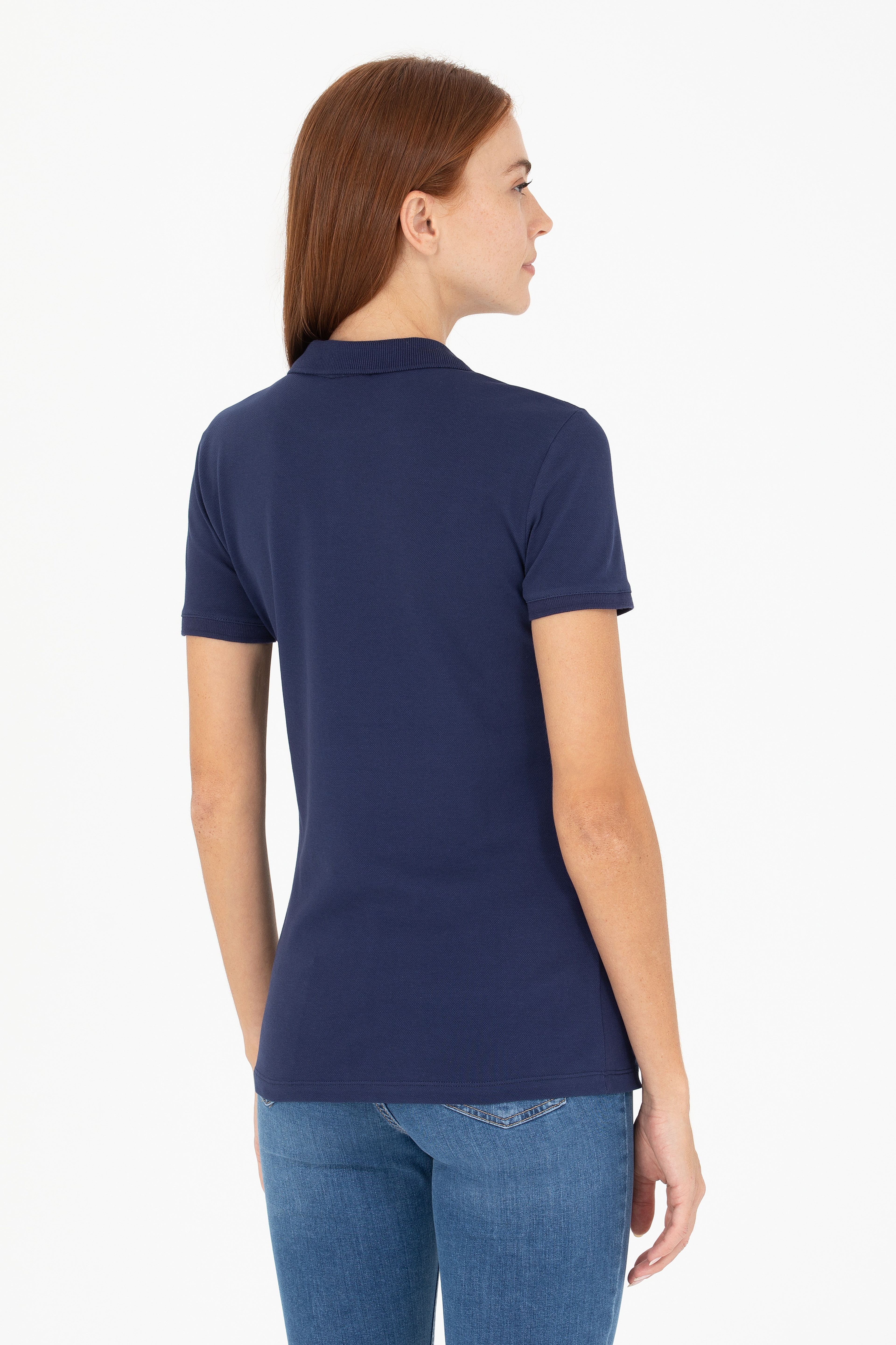 Kadın Lacivert Basic Polo Yaka Tişört